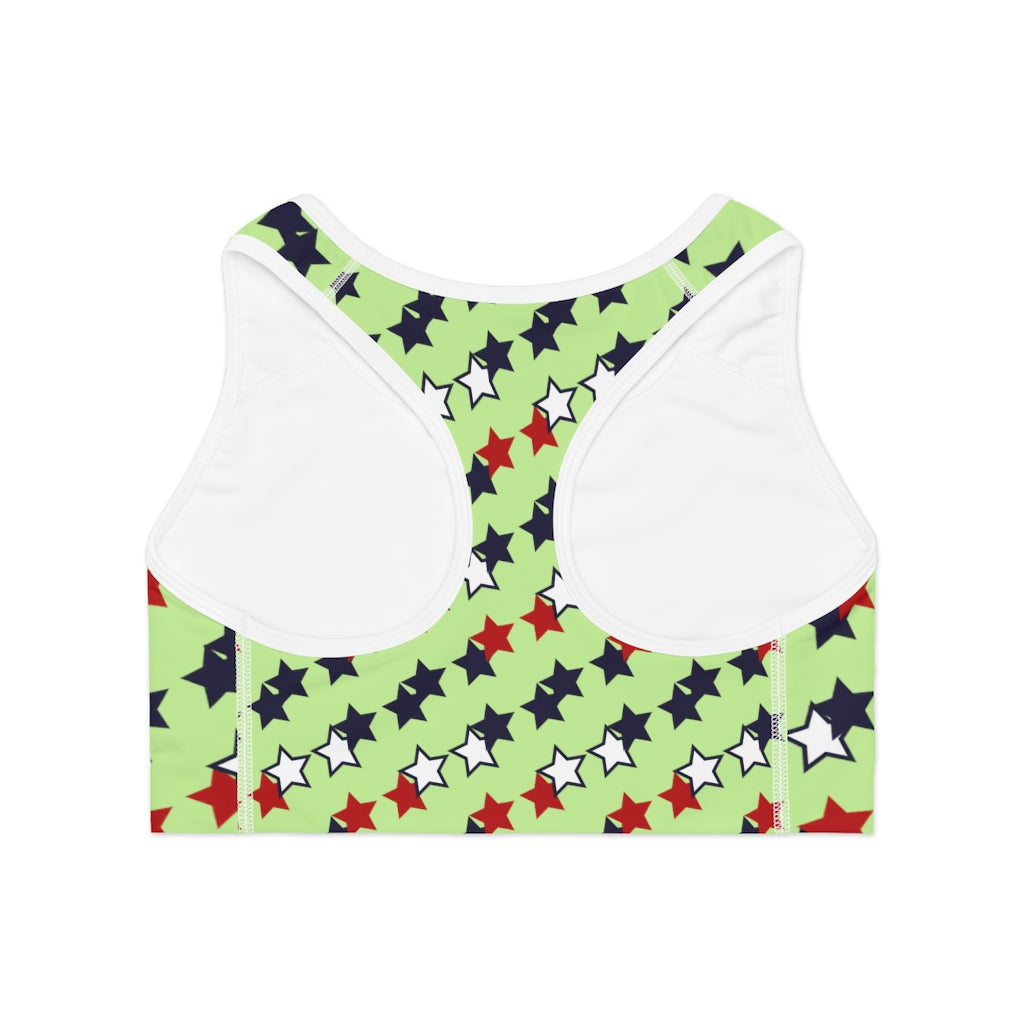 lime star print sports bra