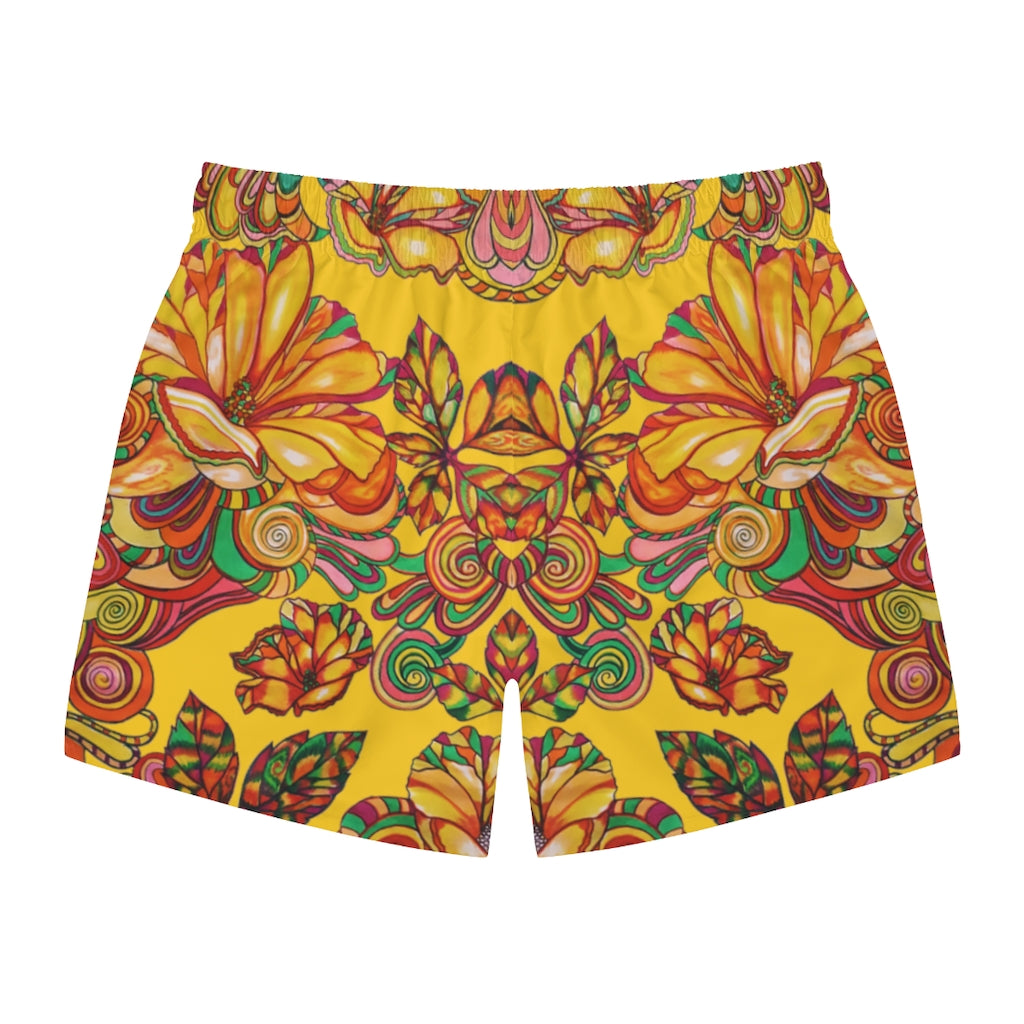 Floral Men's Yellow Swimming Trunks