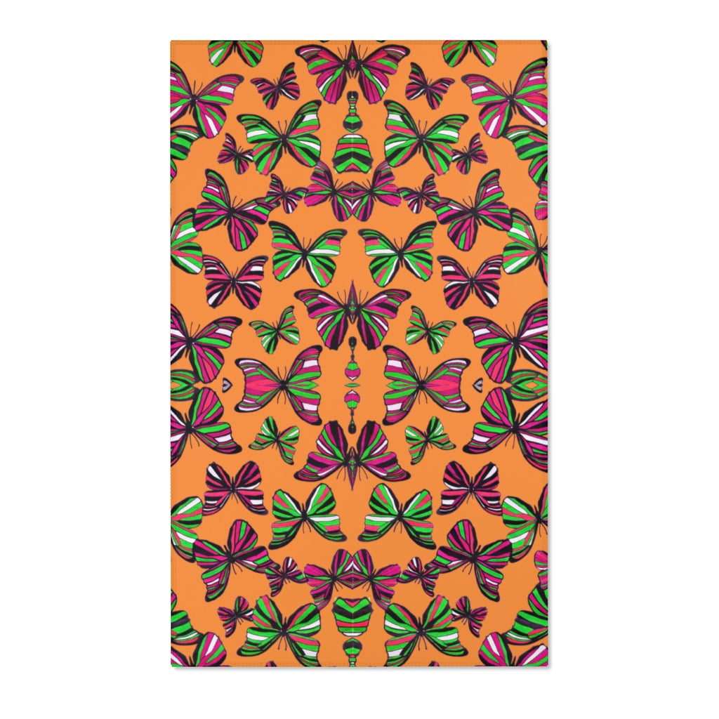 Butterflies Peach Area Rug