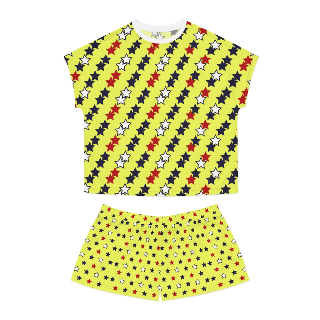 Canary Star Print Short Pajama Set (AOP)