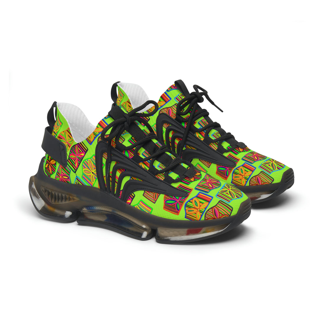 Lime Deco Print OTT Women's Mesh Knit Sneakers