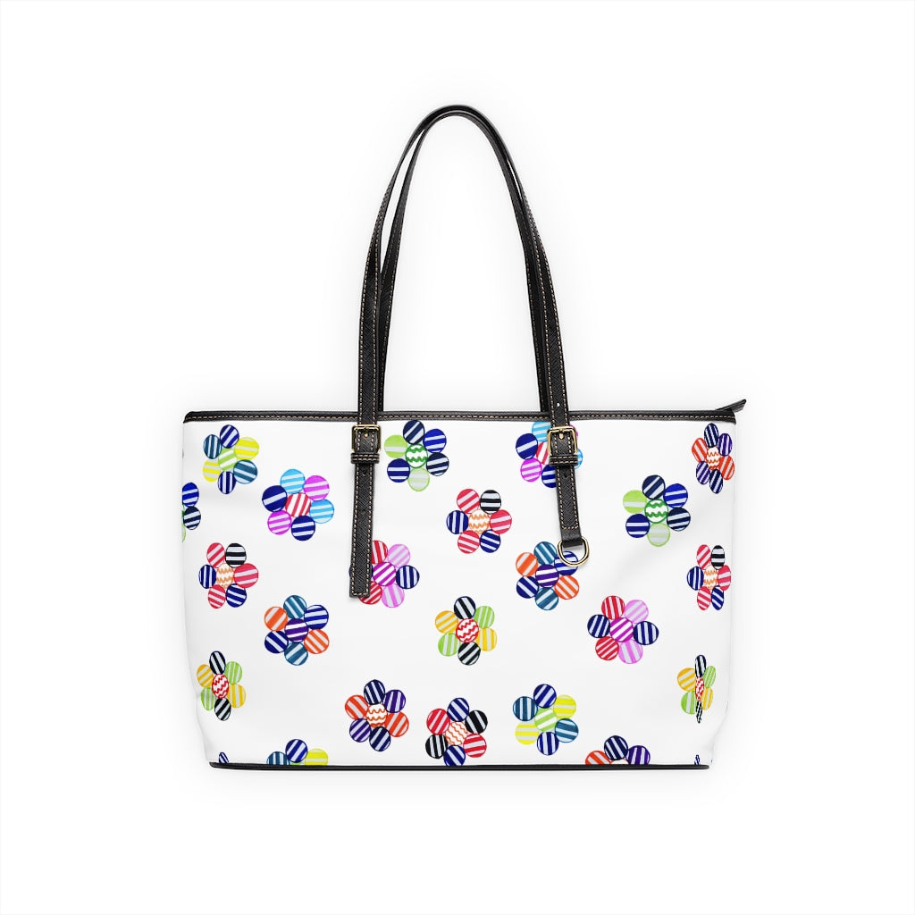 White Candy Florals PU Leather Shoulder Bag