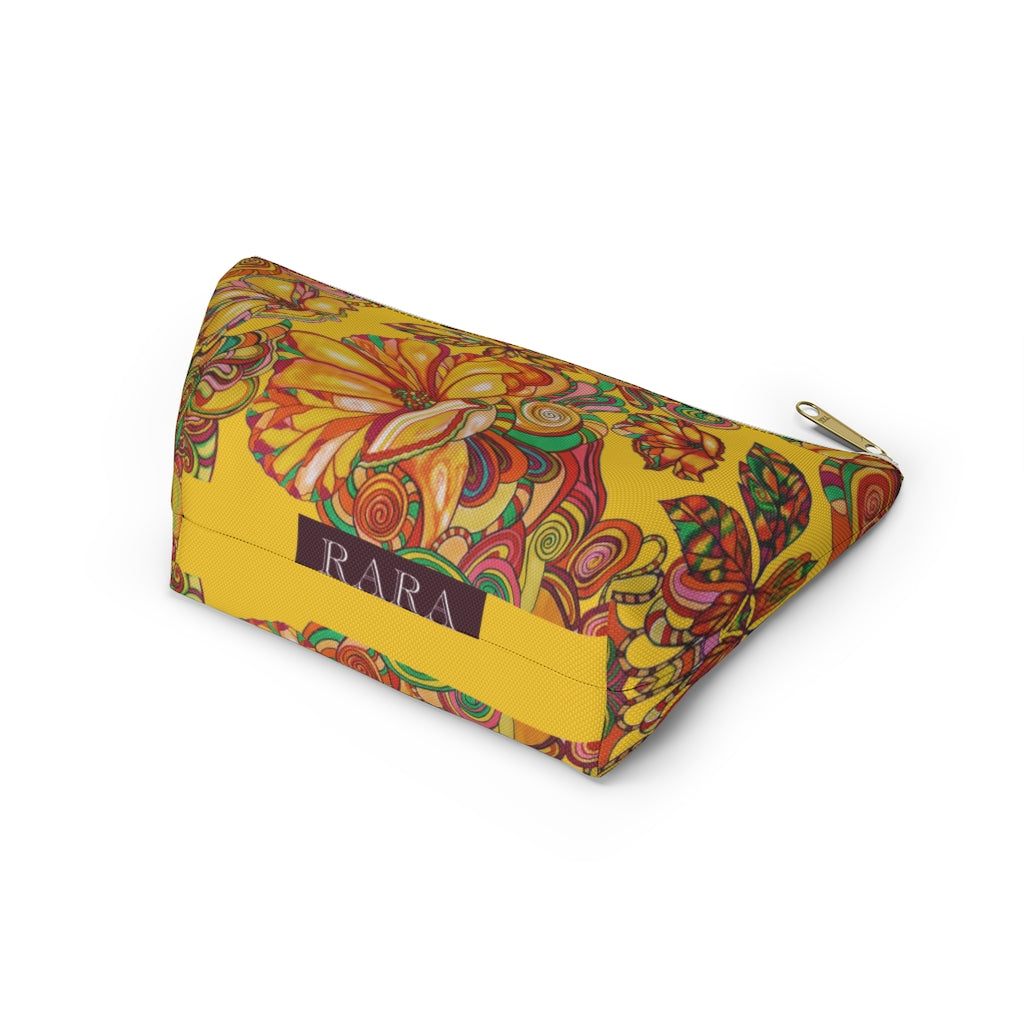Yellow Artsy Floral Accessory Pouch
