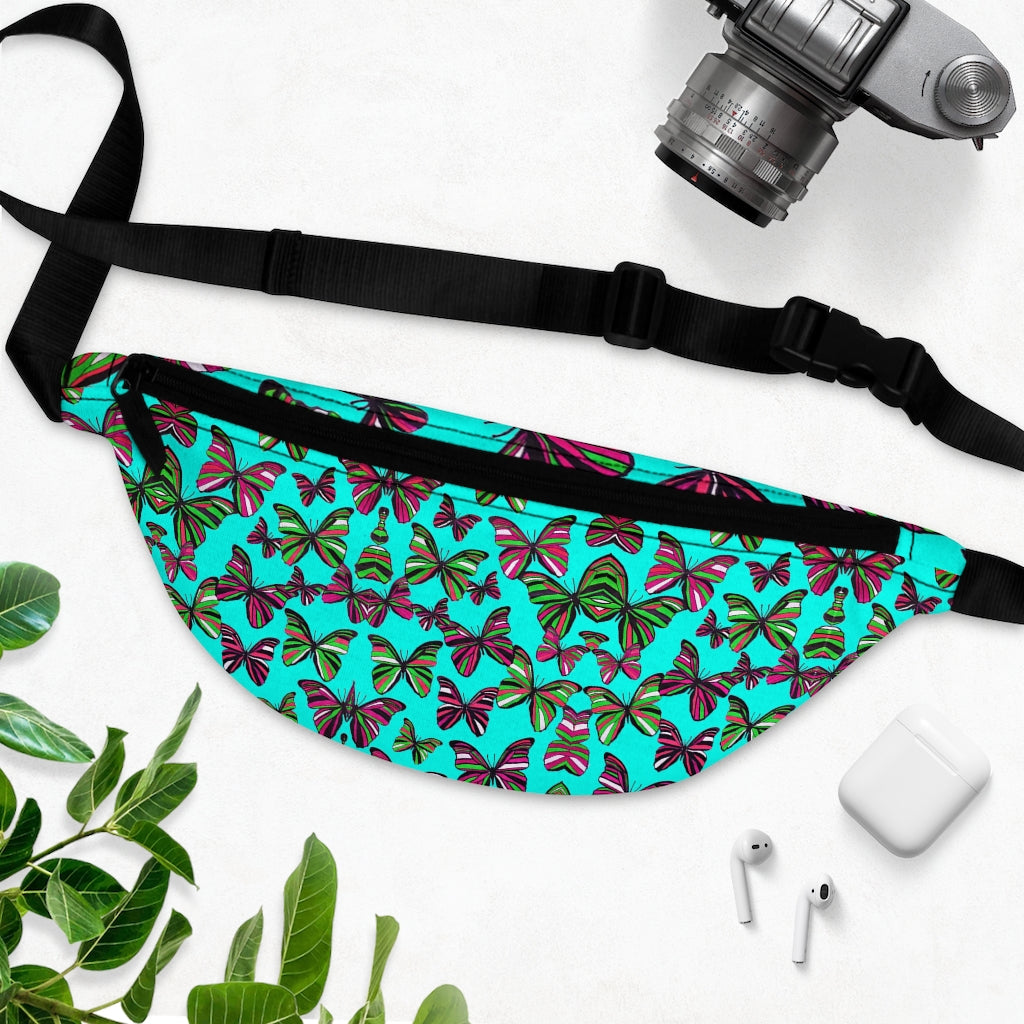 Butterflies Electric Cyan Fanny Pack