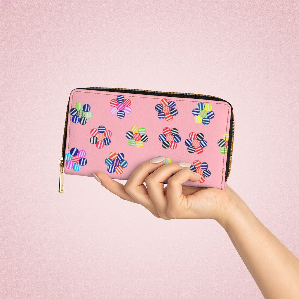 pink floral print clutch wallet