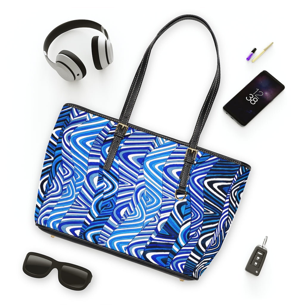 white psychedelic print tote bag