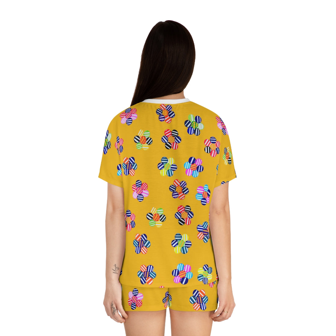 Yellow Candy Floral Short Pajama Set (AOP)