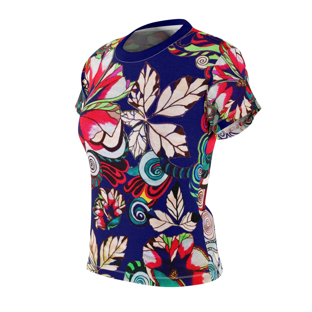 Graphic Floral AOP Navy T-Shirt