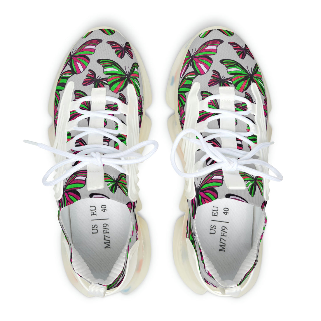 slate butterfly print women's mesh knit sneakers