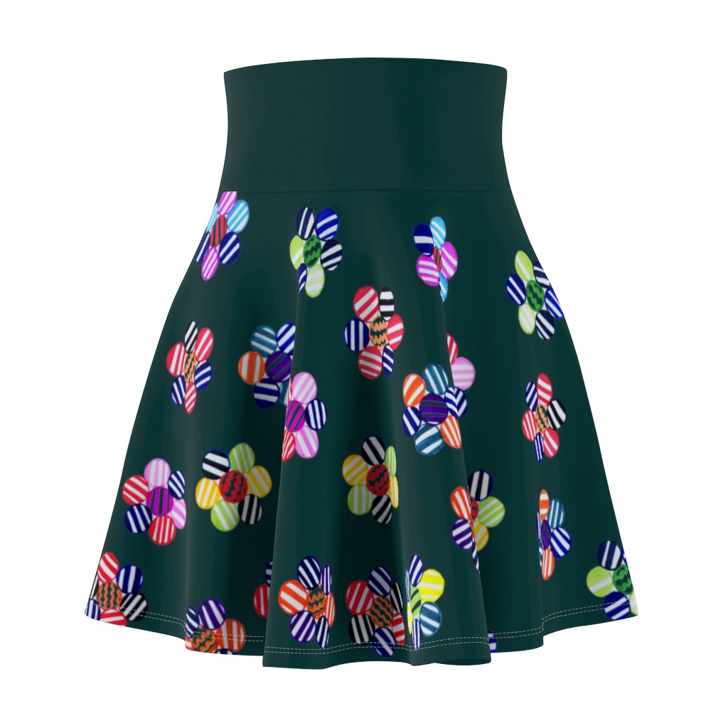 Bottle Green Candy Florals Skater Skirt