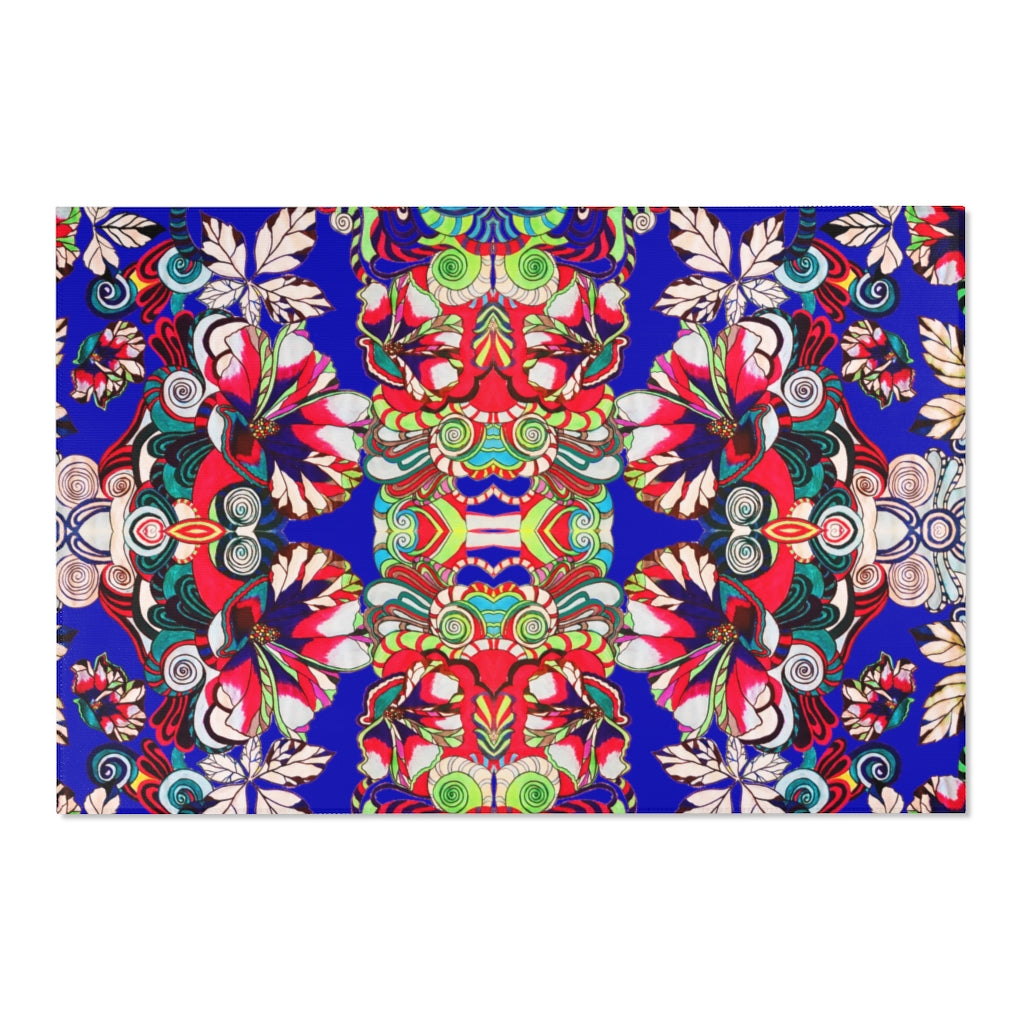 Artsy Floral Pop Royal Blue Area Rug