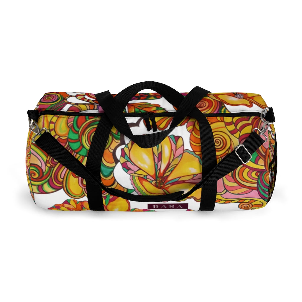 Artsy Floral White Duffel Bag