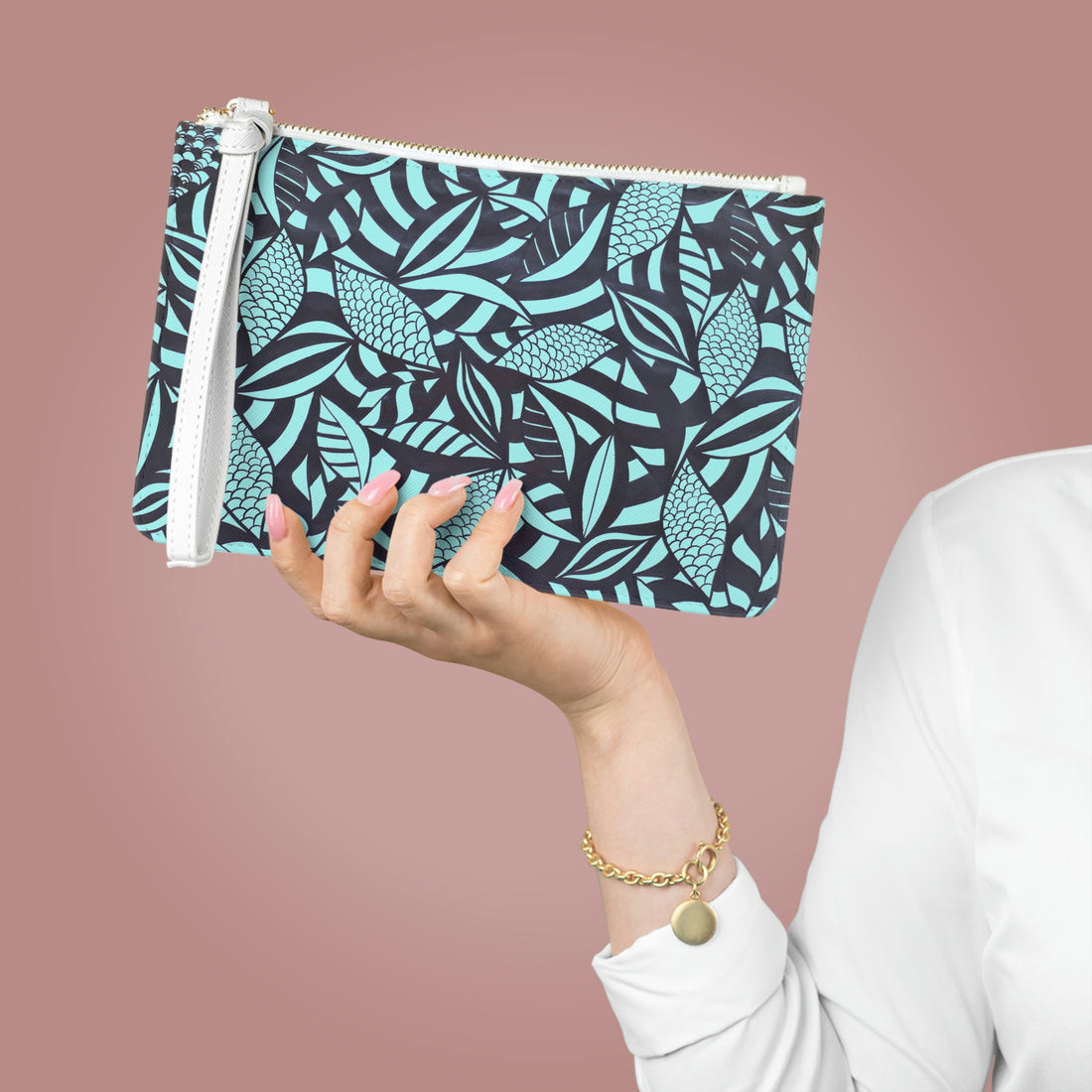 Icy Blue Tropical Minimalist Clutch Bag