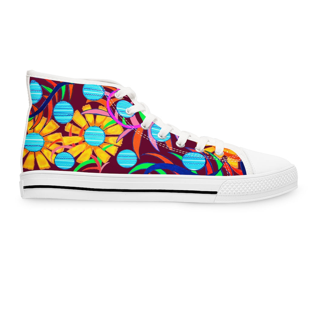 Marsala Sunflower Women's High Top Sneakers