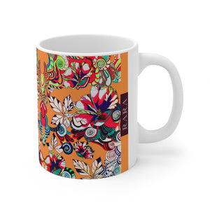 Floral Art Peach Mug 11oz