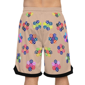 Nude Geo Floral Basketball Rib Shorts (AOP)