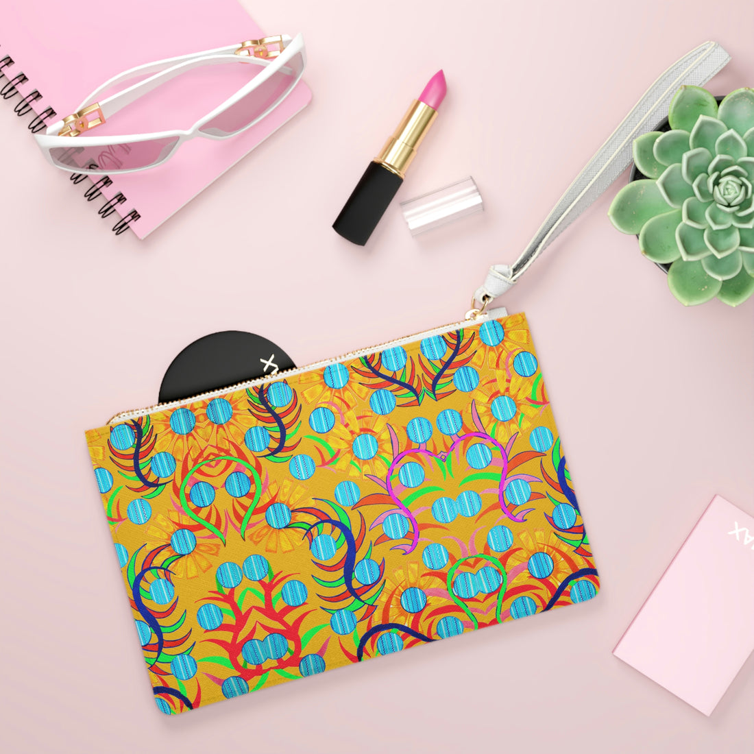 Yellow Sunflower Print Clutch Bag