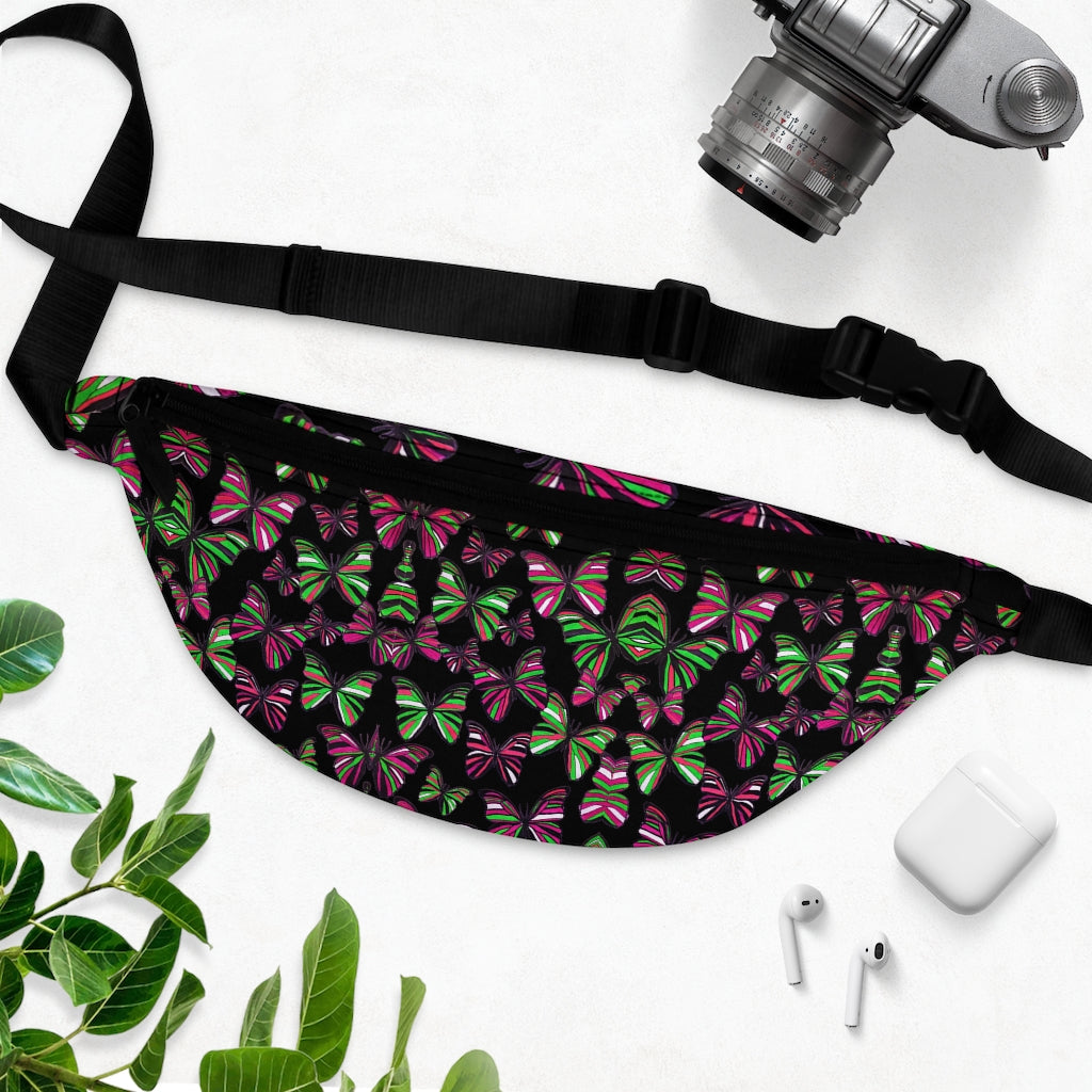 Butterflies Black Fanny Pack