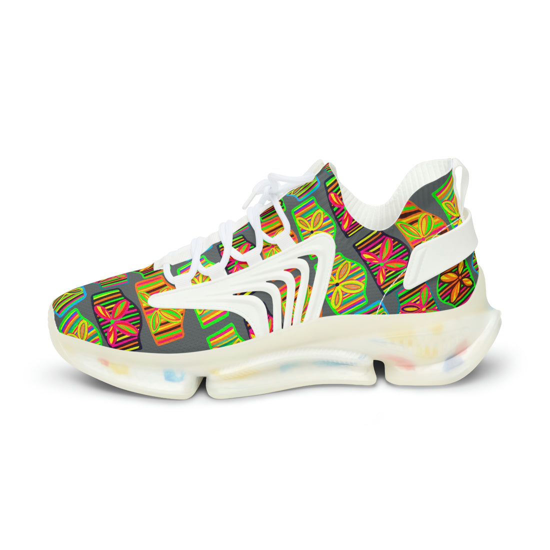 Ash Grey Deco Print OTT Men's Mesh Knit Sneakers