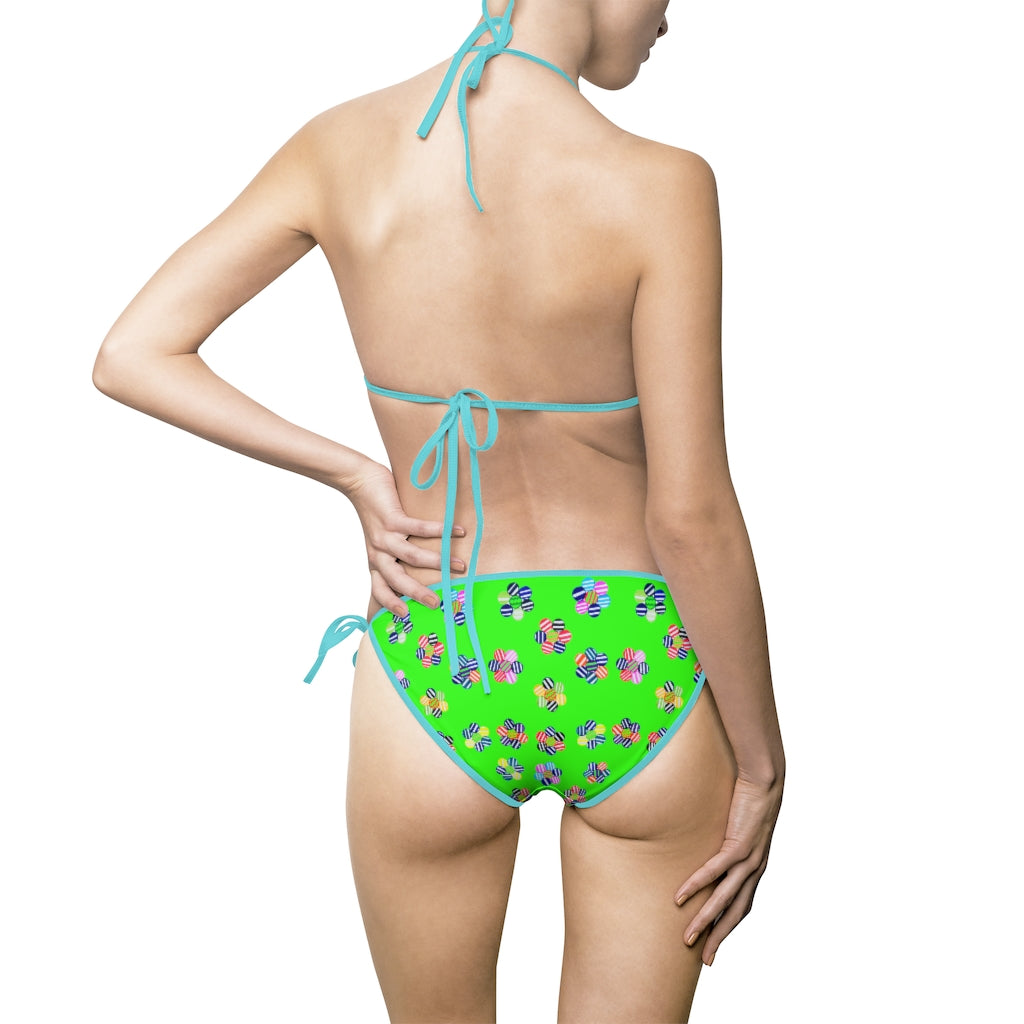 Neon Green Candy Florals Bikini