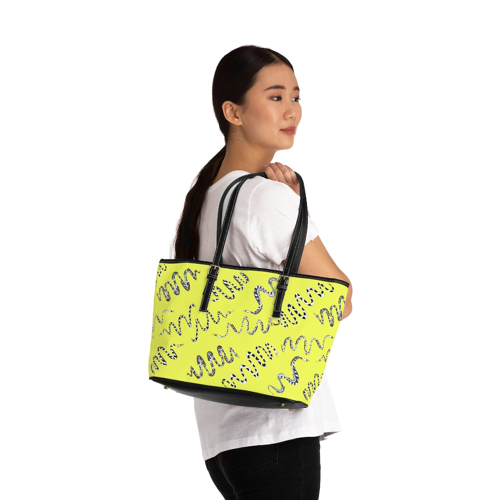 canary snake print tote bag