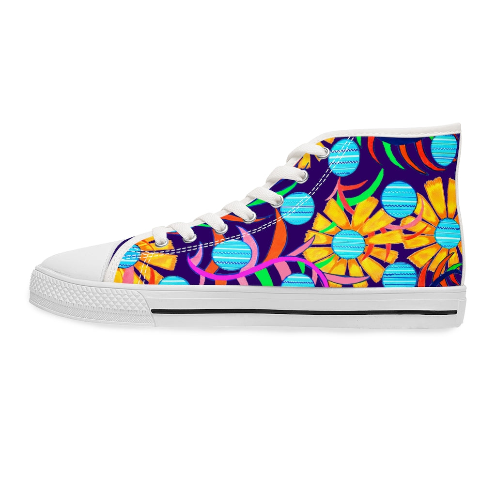 Ink Sunflower Women's High Top Sneakers