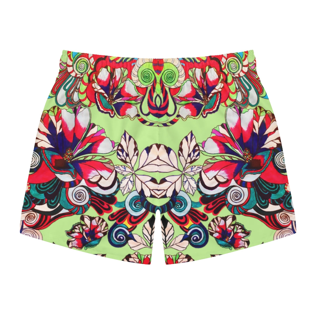 lime Graphic Floral Pop Men's Swimming Trunks