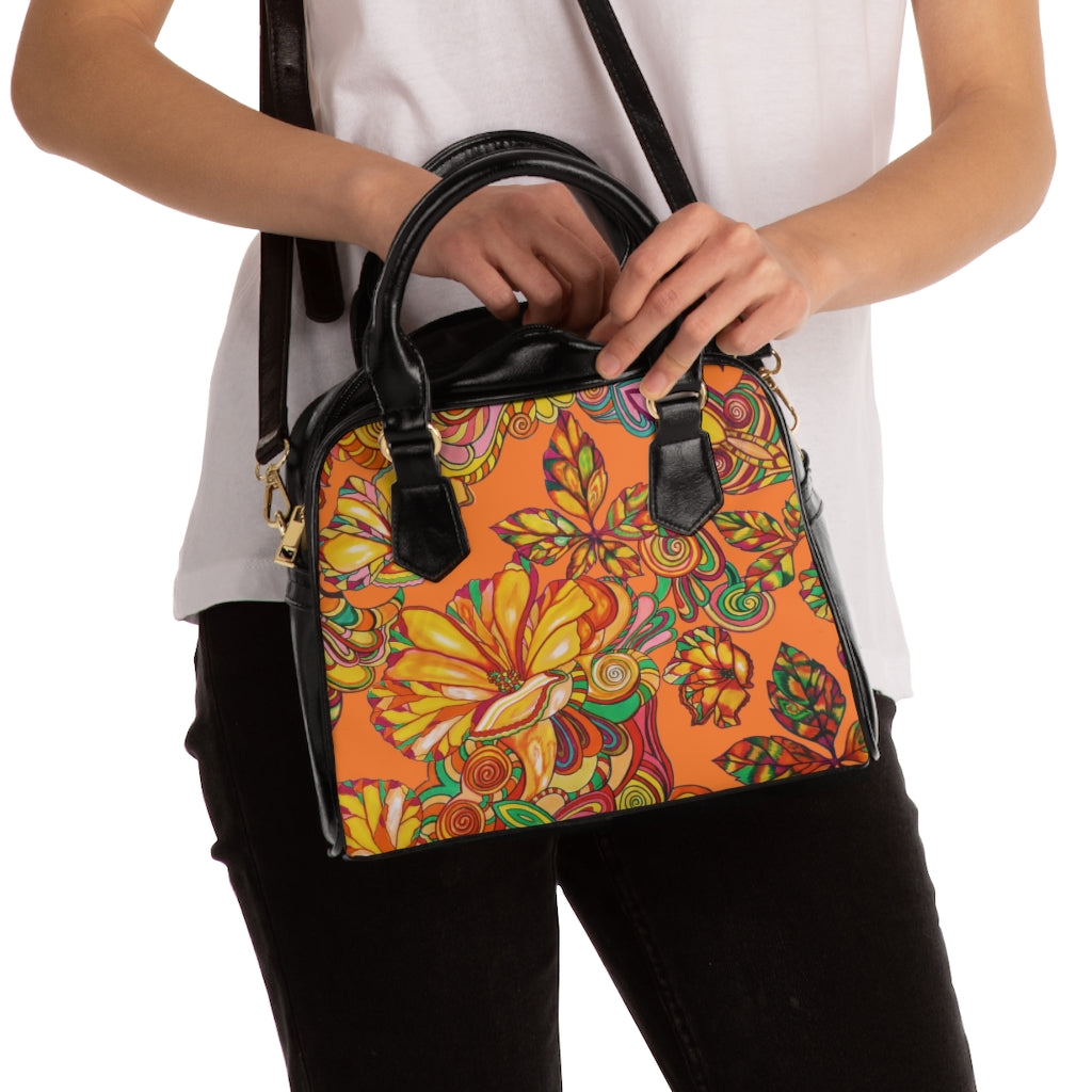 Peach Artsy Floral AOP Handbag