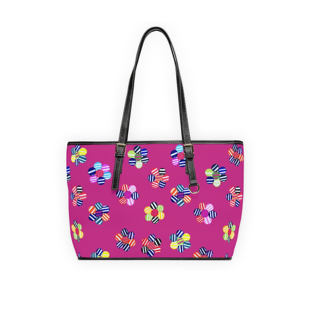 dusky rose striped florals tote bag