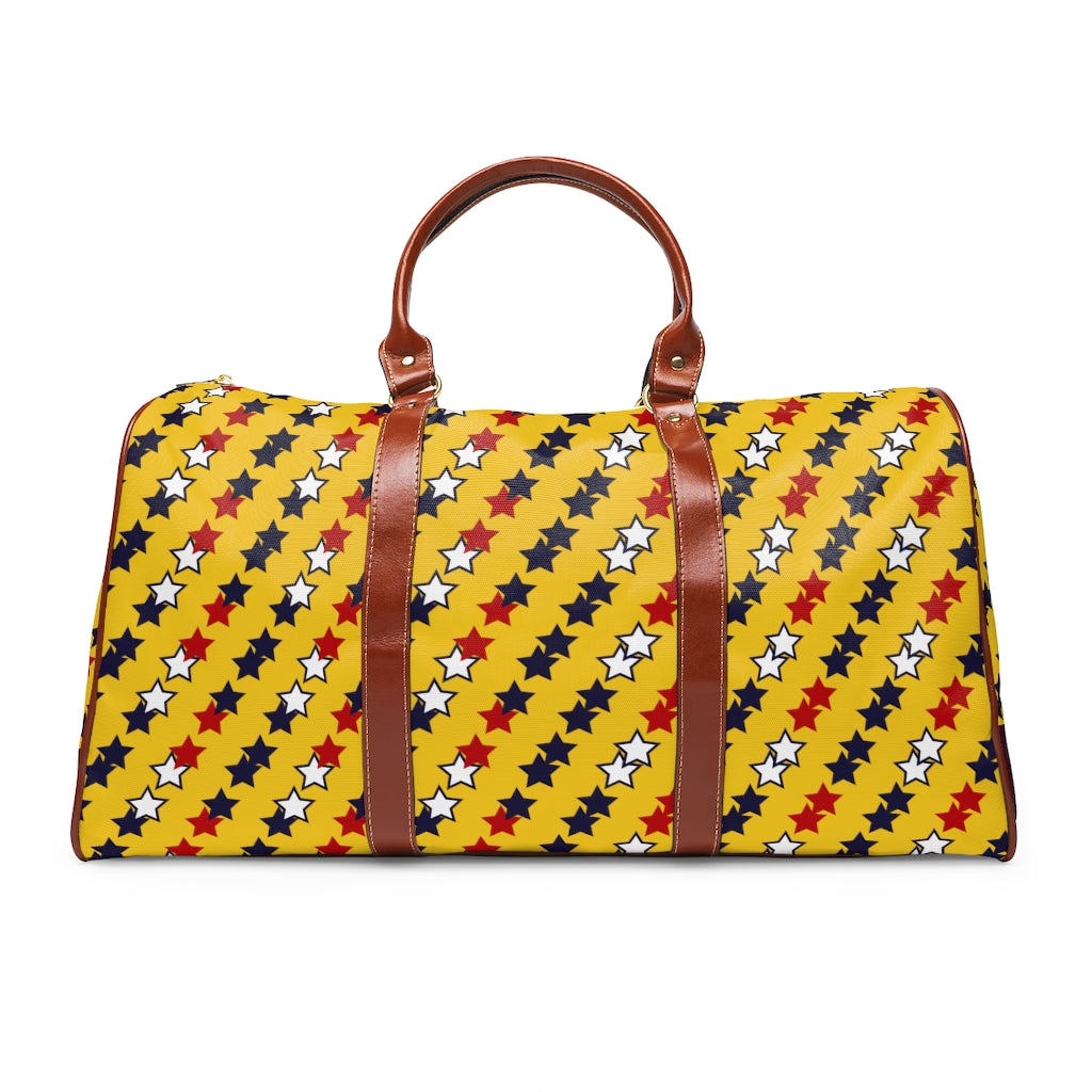 yellow star print travel bag