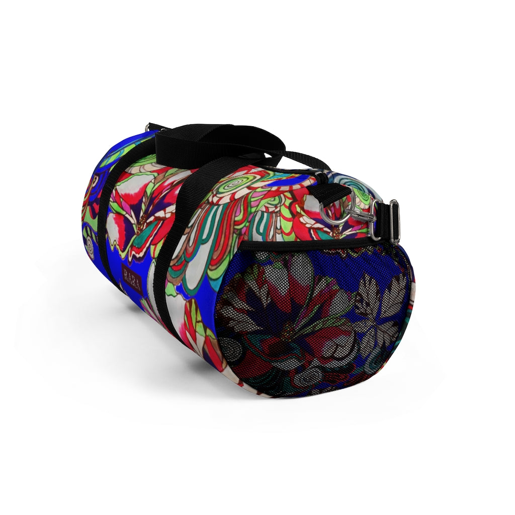 Artsy Floral Pop Electric Blue Duffel Bag