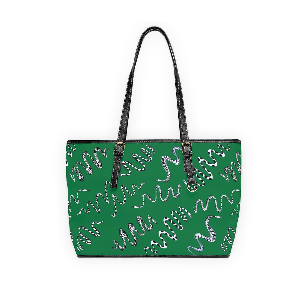 emerald snake print tote bag