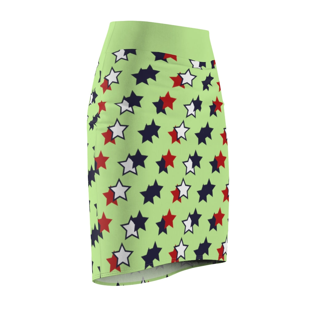 AOP Starry Mint Pencil Skirt