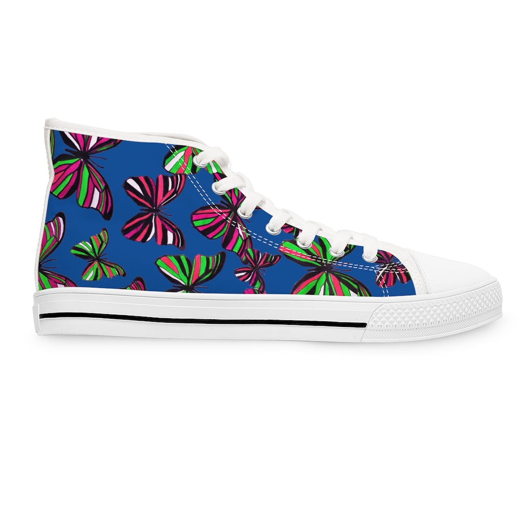 royal blue canvas women's high top sneakers 