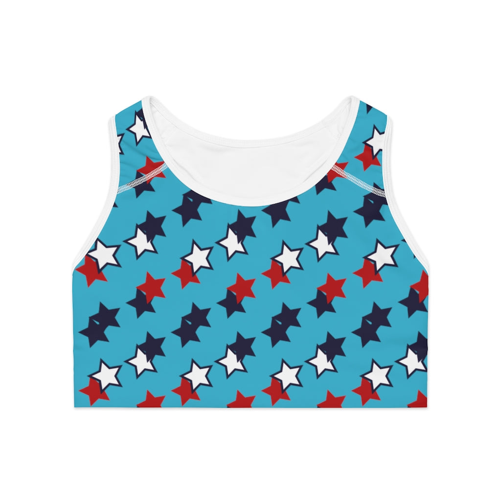 aqua star print sports bra