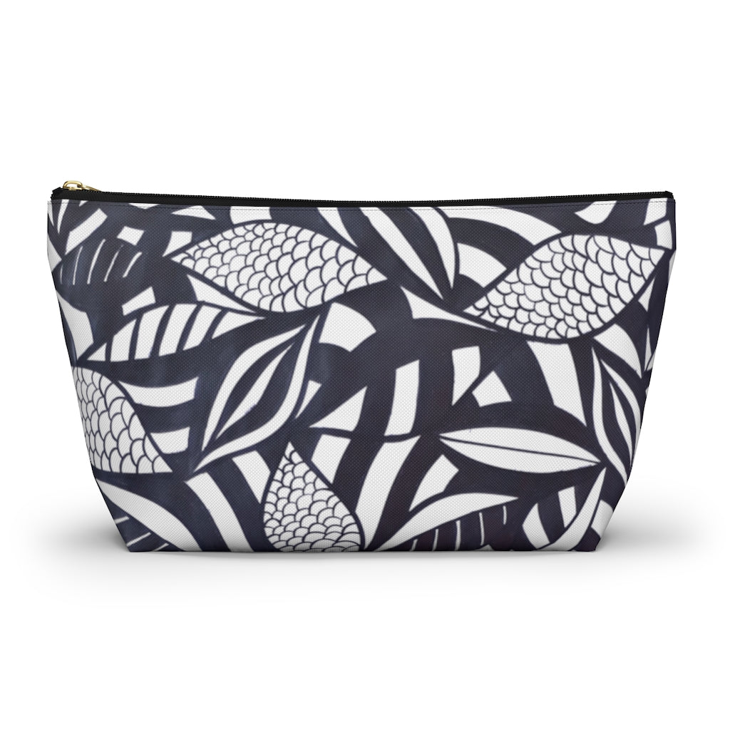 White Tropical Minimalist Accessory Pouch