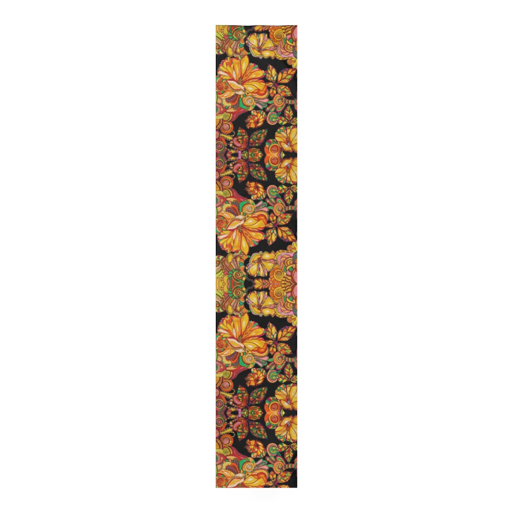 Artsy Floral Black Table Runner