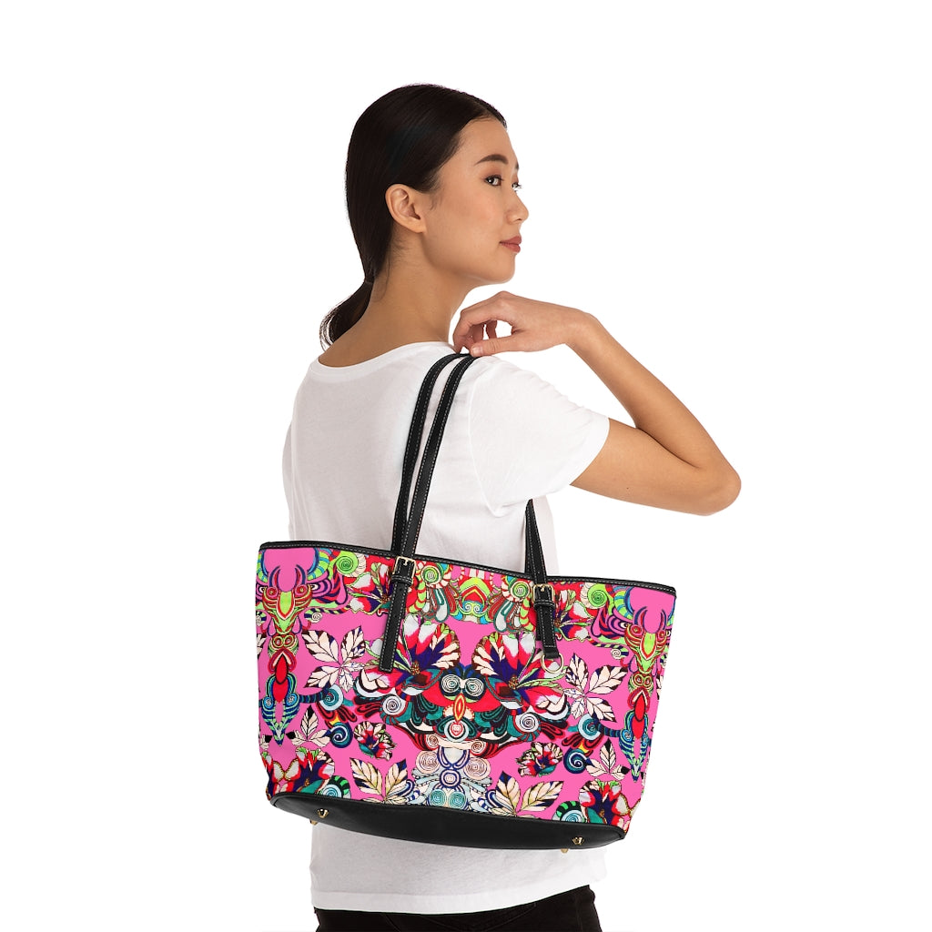 Rose Floral Pop PU Leather Shoulder Bag