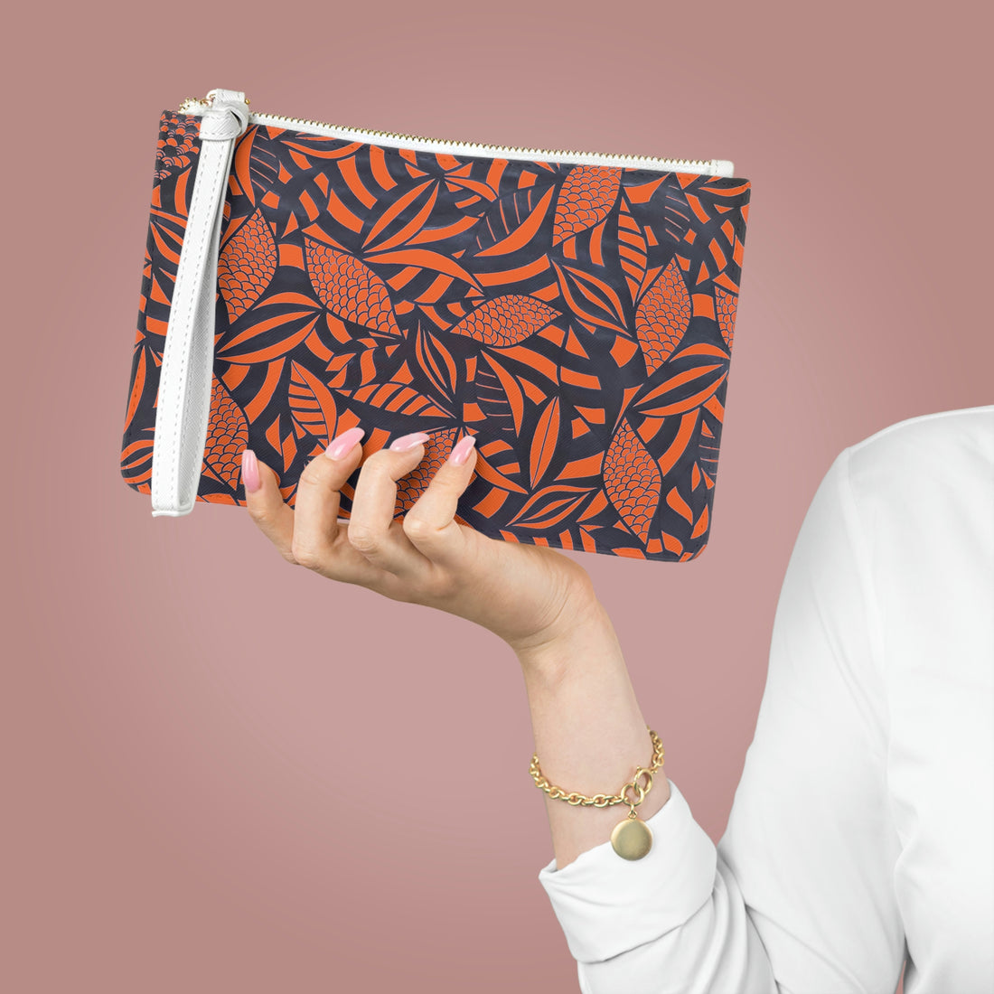 Orange Tropical Minimalist Clutch Bag