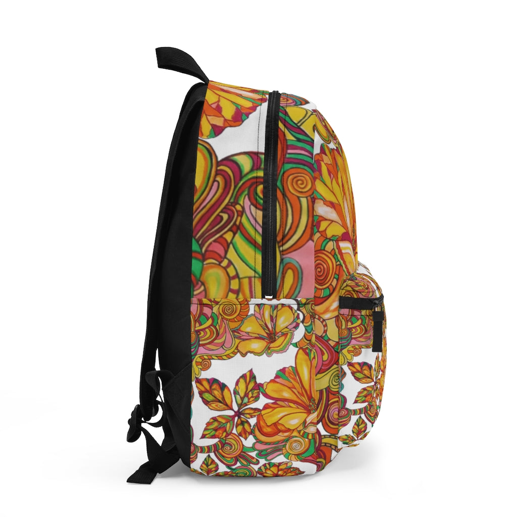 Artsy Floral White Backpack