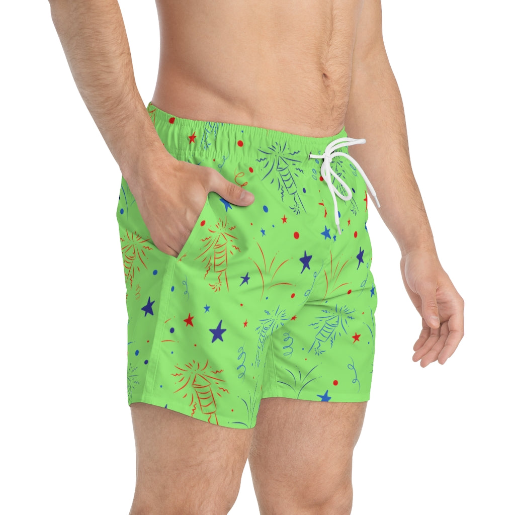 Men's Firecracker Fresh Green Swimming Trunks