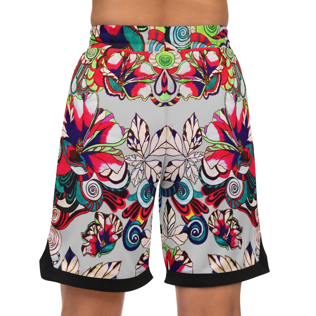 Slate Graphic Floral Basketball Rib Shorts (AOP)