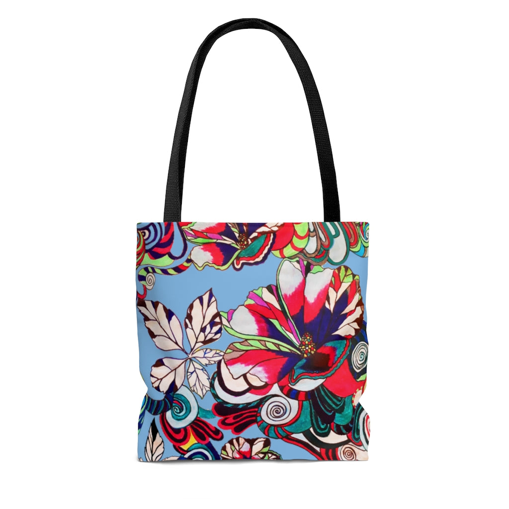 AOP Artsy Floral Pop Sky Tote Bag