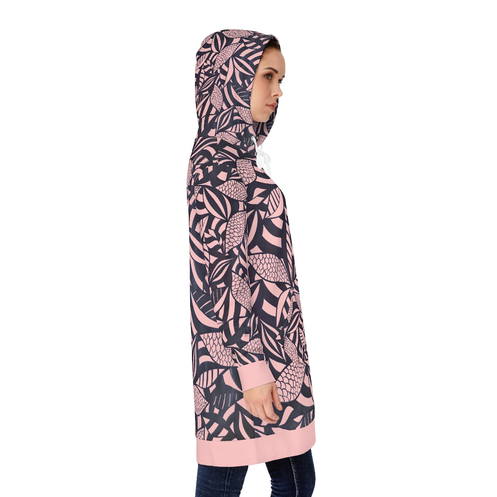 pink tropical print hoodie dress 