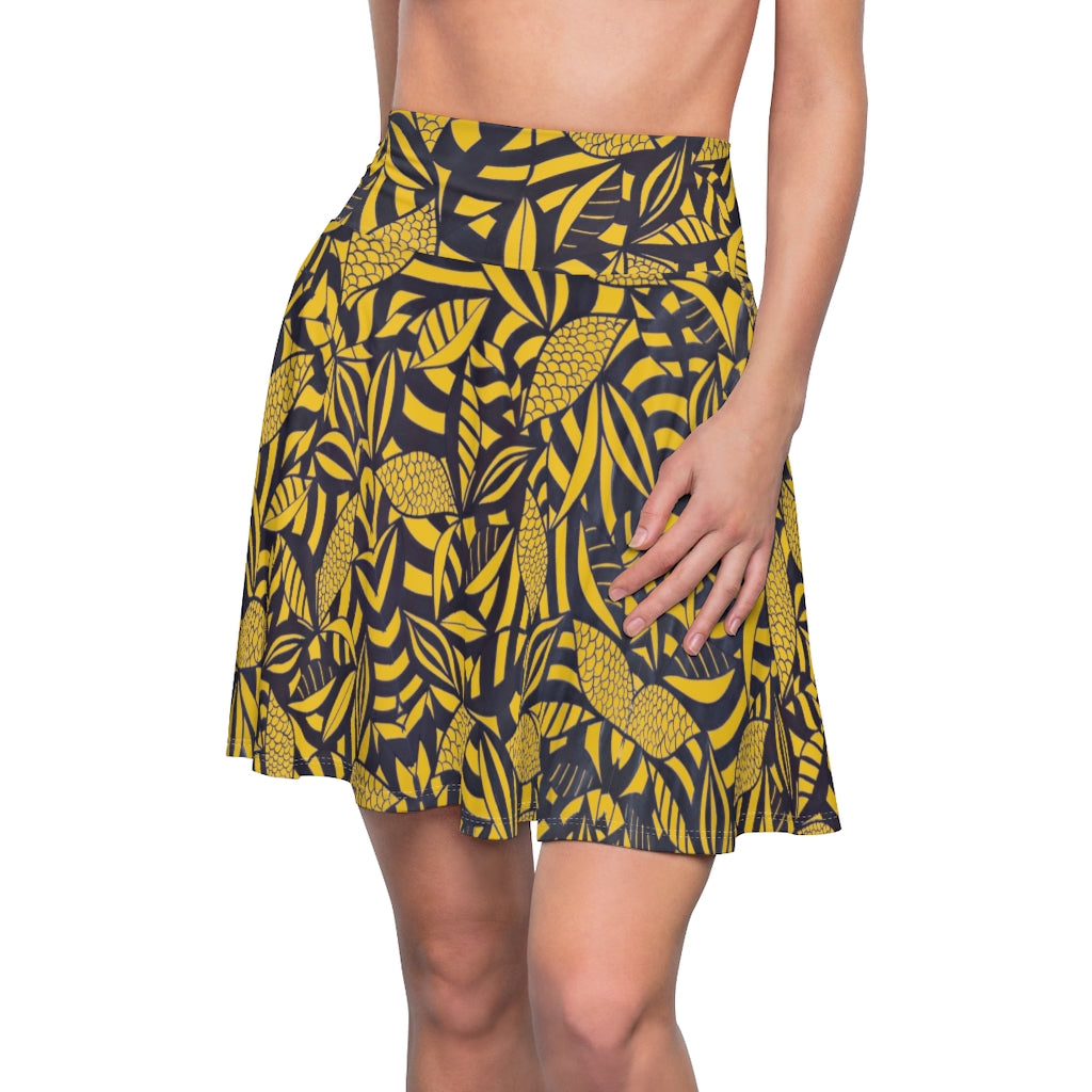 Tropical Minimalist Yellow Skater Skirt