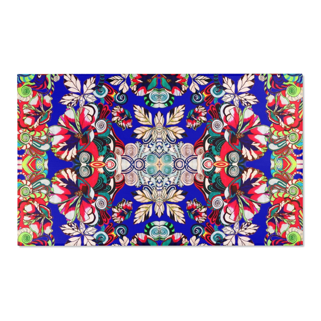 Artsy Floral Pop Royal Blue Area Rug