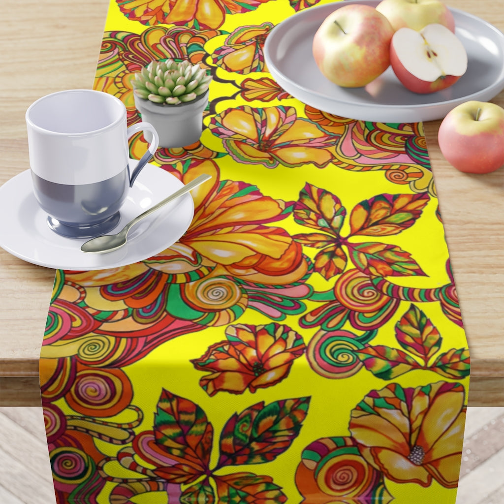 Artsy Floral Canary Table Runner