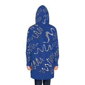 Blue Snake Print Hoodie Dress