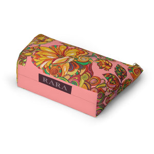 Peach Artsy Floral Accessory Pouch
