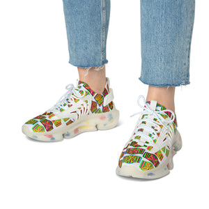 White Deco Print OTT Women's Mesh Knit Sneakers